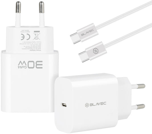 Blavec BC-14 väggladdare med USB-C-kabel, 30 W, 3 A, 1 × USB-C, vit