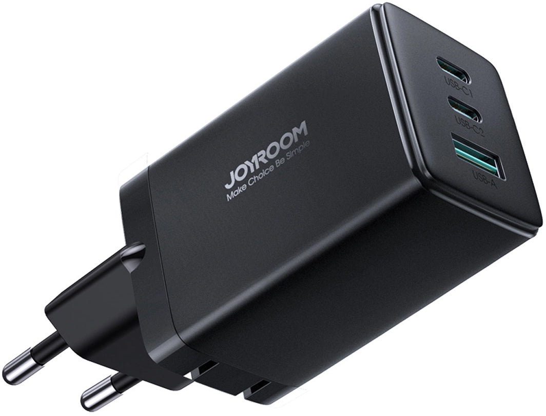 Nätverksladdare med USB-C-kabel Joyroom TCG01, 65W, 3.25A, 1 x USB-A - 2 x USB-C, Svart