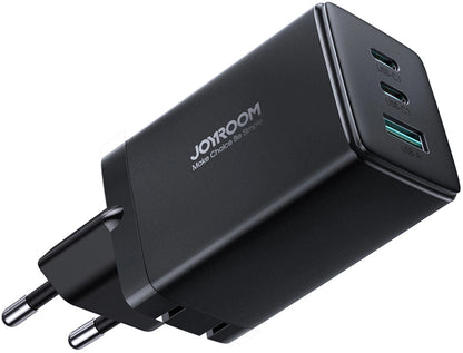 Nätverksladdare med USB-C-kabel Joyroom TCG01, 65W, 3.25A, 1 x USB-A - 2 x USB-C, Svart