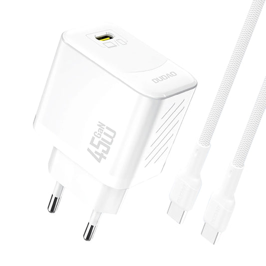 Nätverksladdare med USB-C-kabel Dudao A28C, 45W, 3A, 1 x USB-C, Vit