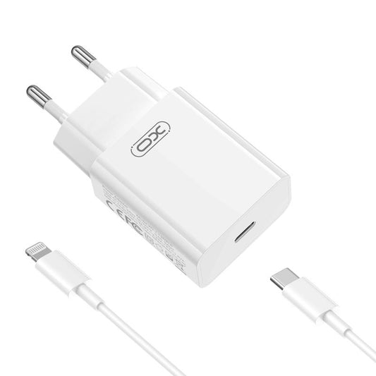 Nätadapter med Lightning-kabel XO Design L126, 20W, 3A, 1 x USB-C, Vit