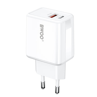 Nätadapter med Lightning-kabel BWOO CDA182, 38W, 3A, 1 x USB-A - 1 x USB-C, Vit