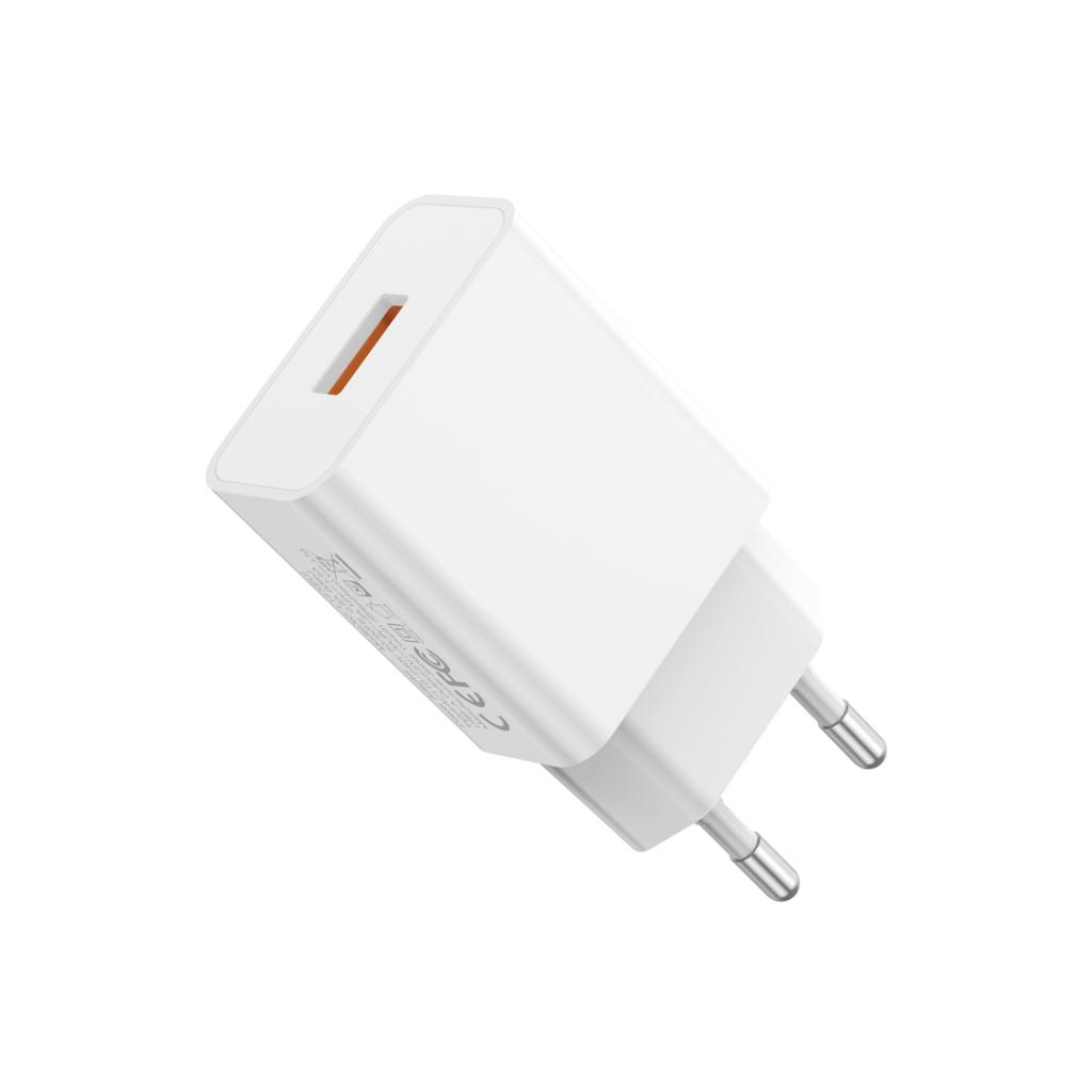 Nätadapter med microUSB-kabel XO Design L127, 18W, 3A, 1 x USB-A, Vit