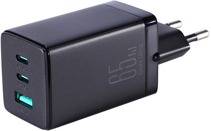 Nätverksladdare med USB-C-kabel Joyroom TCG01, 65W, 3.25A, 1 x USB-A - 2 x USB-C, Svart