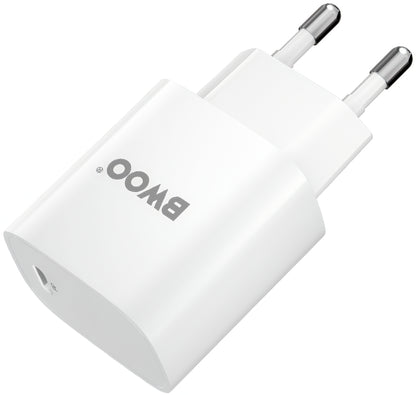 Nätverksladdare med USB-C-kabel BWOO CDA159, 20W, 3A, 1 x USB-C, Vit