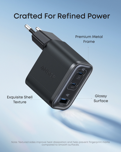 Nätverksladdare med USB-C-kabel Anker Nano, 70W, 3.5A, 1 x USB-A - 2 x USB-C, Grå B121A311