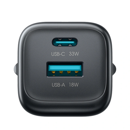 Nätadapter med USB-C-kabel Joyroom JR-TG7, 33W, 3A, 1 x USB-A - 1 x USB-C, Svart