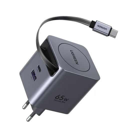 Nätverksladdare med USB-C-kabel UGREEN X615, 65W, 3A, 1 x USB-A - 1 x USB-C, Grå