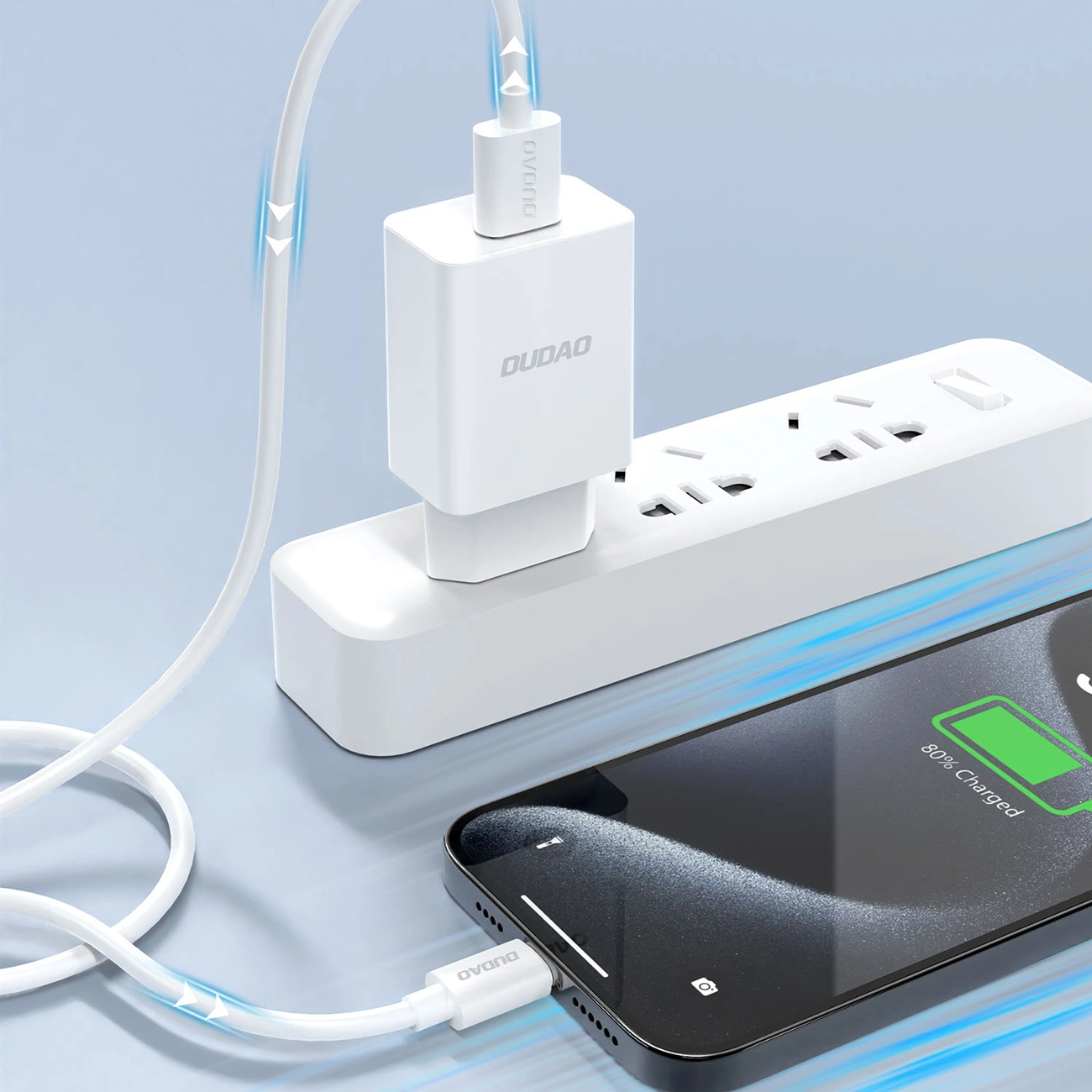 Nätverksladdare med USB-C-kabel Dudao A4EU, 10W, 2.1A, 1 x USB-A, Vit