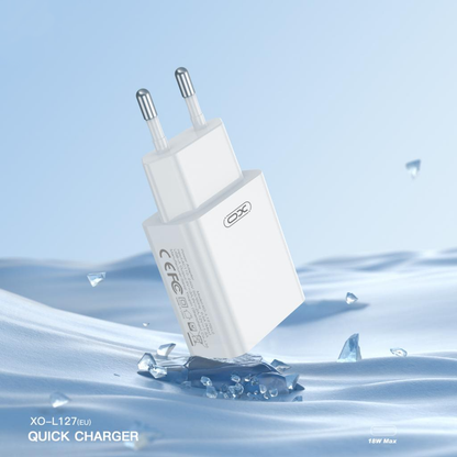 Nätadapter med microUSB-kabel XO Design L127, 18W, 3A, 1 x USB-A, Vit