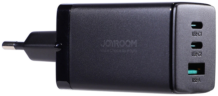 Nätverksladdare med USB-C-kabel Joyroom TCG01, 65W, 3.25A, 1 x USB-A - 2 x USB-C, Svart