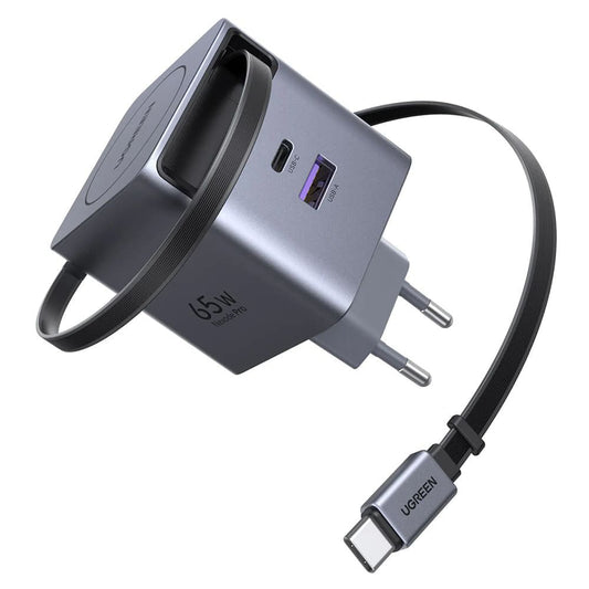 Nätverksladdare med USB-C-kabel UGREEN X615, 65W, 3A, 1 x USB-A - 1 x USB-C, Grå