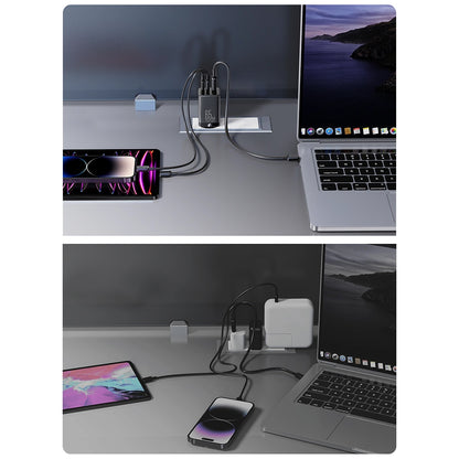 Nätverksladdare med USB-C-kabel Joyroom TCG01, 65W, 3.25A, 1 x USB-A - 2 x USB-C, Svart