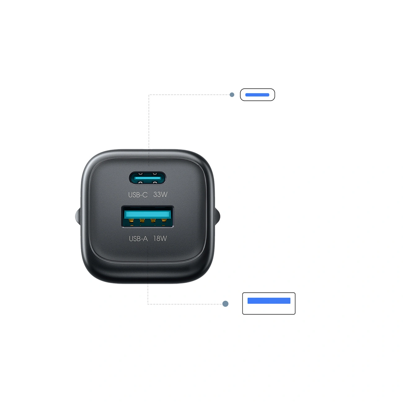 Nätadapter med USB-C-kabel Joyroom JR-TG7, 33W, 3A, 1 x USB-A - 1 x USB-C, Svart