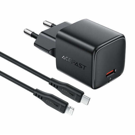Nätadapter med Lightning-kabel Acefast A118, 30W, 3A, 1 x USB-C, svart