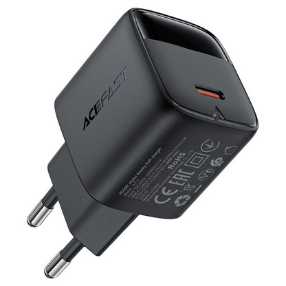 Acefast A113 USB-C Network Charger with Display, 20W, 3A, 1 x USB-C, Black