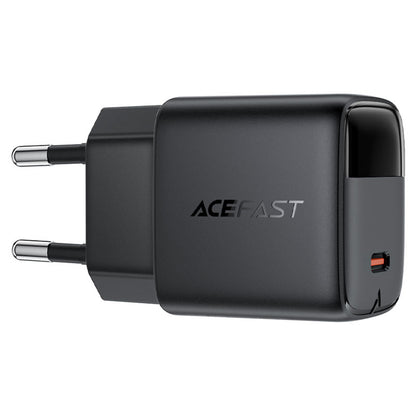 Acefast A115 Display USB-C Network Charger with Cable, 30W, 3A, 1 x USB-C, Black
