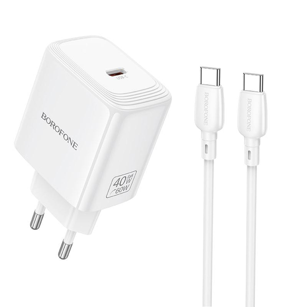 Nätadapter med USB-C-kabel Borofone BN33 Fuente, 40W, 1 x USB-C, Vit