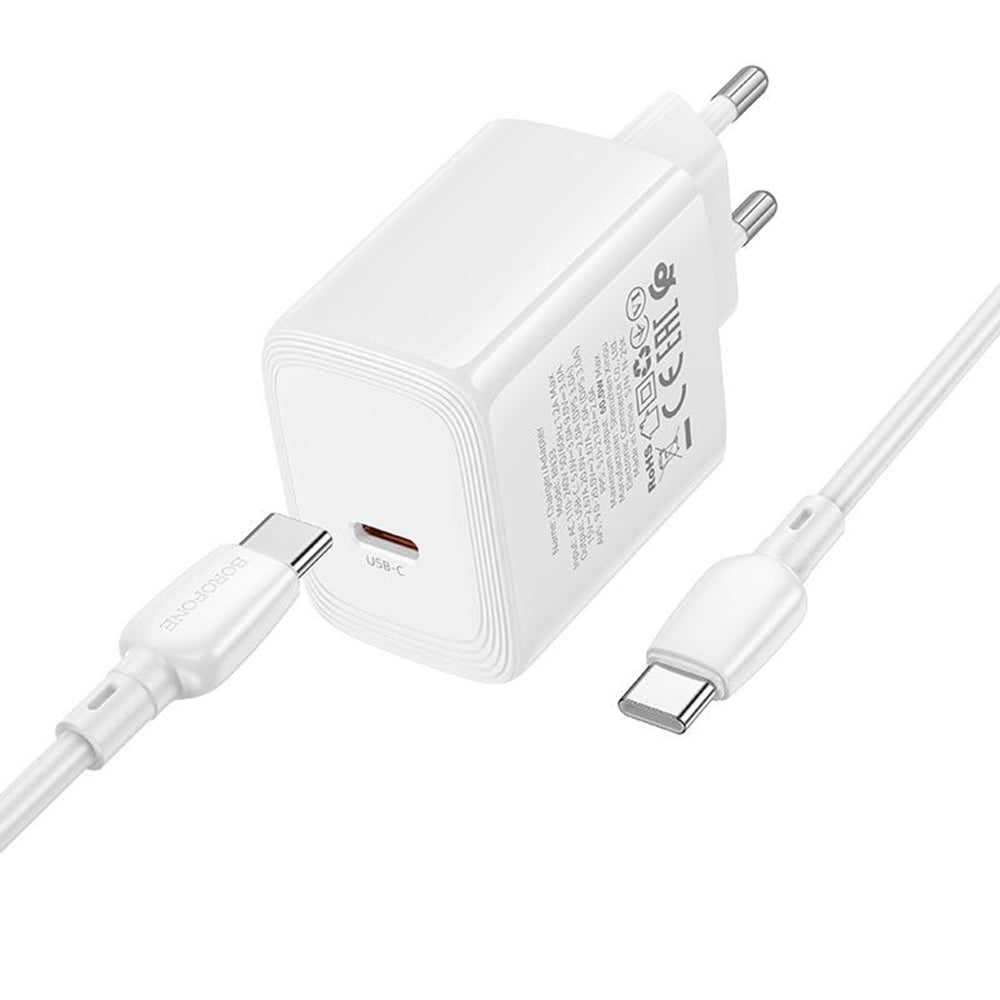 Nätadapter med USB-C-kabel Borofone BN33 Fuente, 40W, 1 x USB-C, Vit