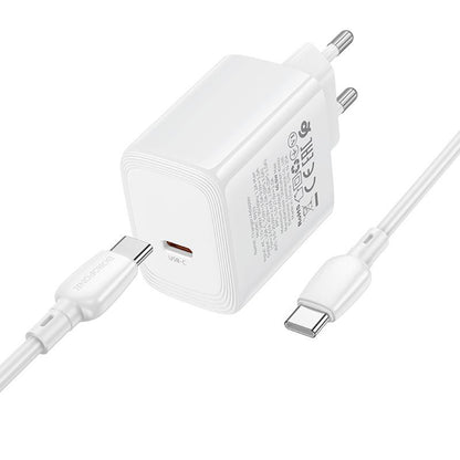 Nätadapter med USB-C-kabel Borofone BN33 Fuente, 40W, 1 x USB-C, Vit