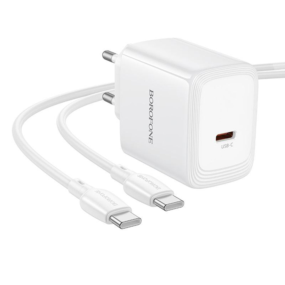 Nätadapter med USB-C-kabel Borofone BN33 Fuente, 40W, 1 x USB-C, Vit