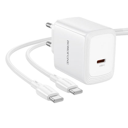 Nätadapter med USB-C-kabel Borofone BN33 Fuente, 40W, 1 x USB-C, Vit