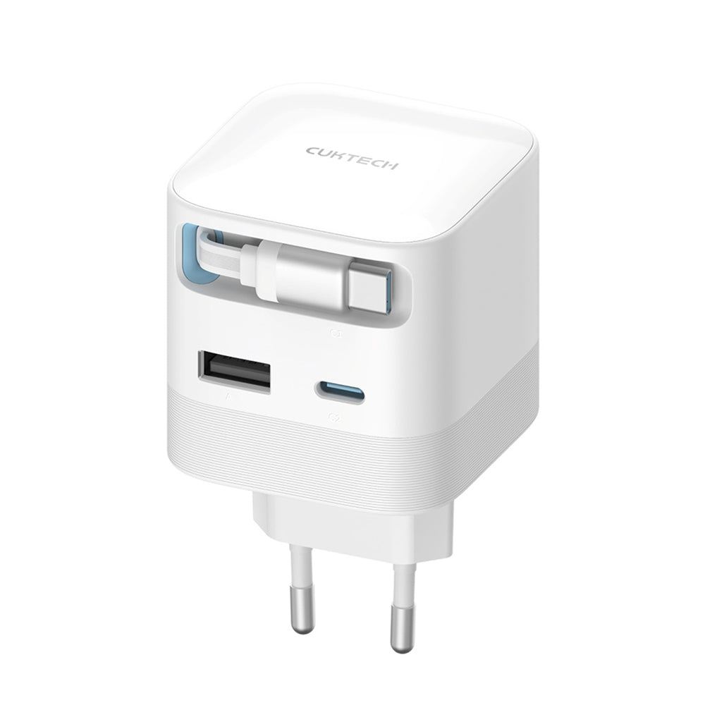 Nätadapter med USB-C-kabel Cuktech, 67W, 3,25A, 1 x USB-A - 1 x USB-C, Vit CUKA653WEUWT