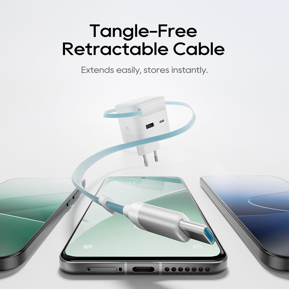Nätadapter med USB-C-kabel Cuktech, 67W, 3,25A, 1 x USB-A - 1 x USB-C, Vit CUKA653WEUWT