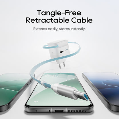 Nätadapter med USB-C-kabel Cuktech, 67W, 3,25A, 1 x USB-A - 1 x USB-C, Vit CUKA653WEUWT