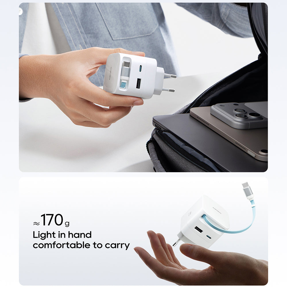 Nätadapter med USB-C-kabel Cuktech, 67W, 3,25A, 1 x USB-A - 1 x USB-C, Vit CUKA653WEUWT