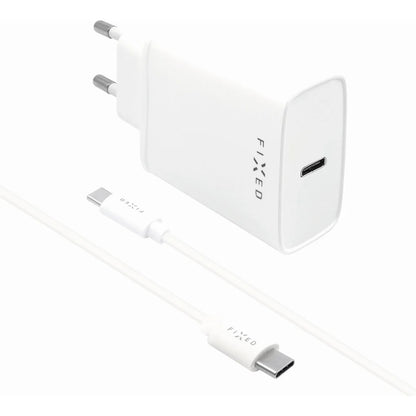 Nätverksladdare med USB-C-kabel Fixed, 20W, 3A, 1 x USB-C, Vit