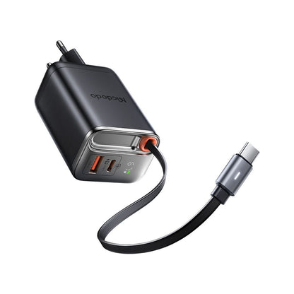Nätverksladdare med USB-C-kabel McDodo CH-4100 FreeGo Display, 67W, 3.35A, 1 x USB-A - 1 x USB-C, Svart
