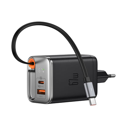 Nätverksladdare med USB-C-kabel McDodo CH-4100 FreeGo Display, 67W, 3.35A, 1 x USB-A - 1 x USB-C, Svart