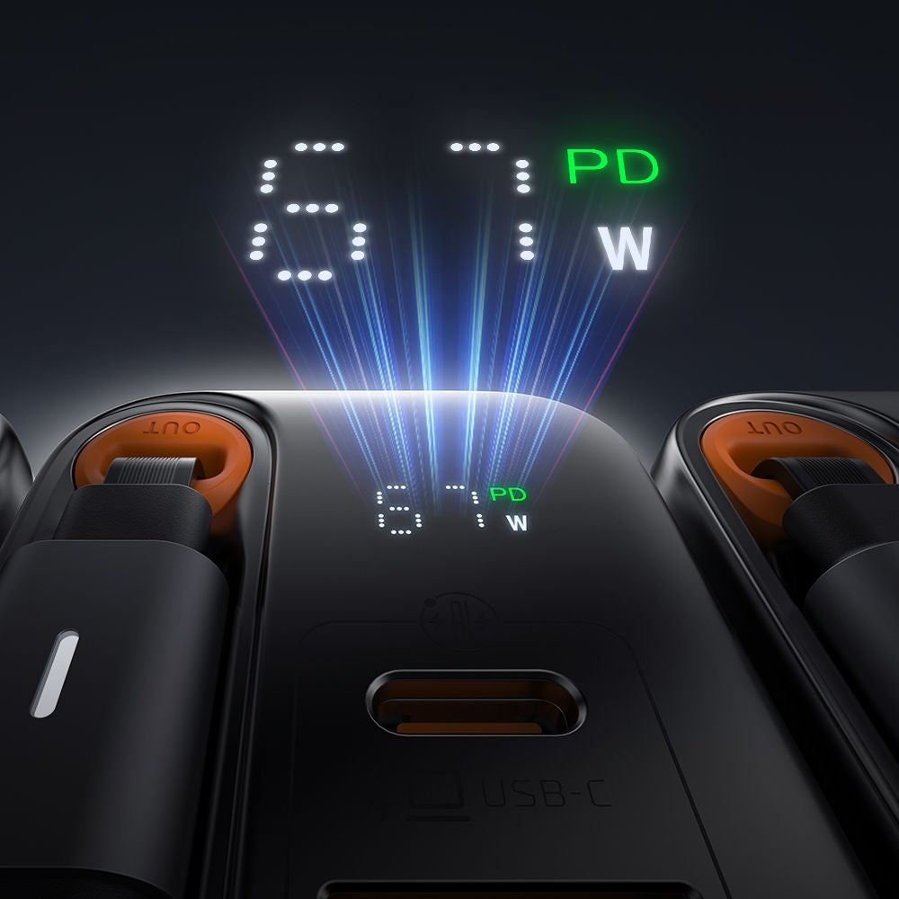 Nätverksladdare med USB-C-kabel McDodo CH-4100 FreeGo Display, 67W, 3.35A, 1 x USB-A - 1 x USB-C, Svart