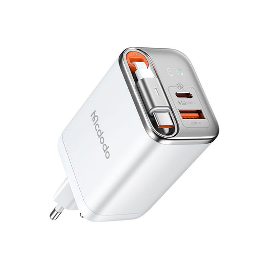 Nätverksladdare med USB-C-kabel McDodo CH-4103 FreeGo Display, 67W, 3.35A, 1 x USB-A - 1 x USB-C, Vit