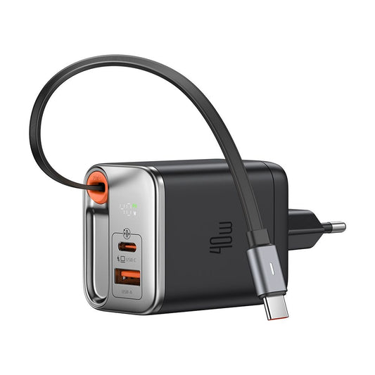 Nätverksladdare med USB-C-kabel McDodo CH-4281 FreeGo Display, 40W, 3A, 1 x USB-A - 1 x USB-C, Svart