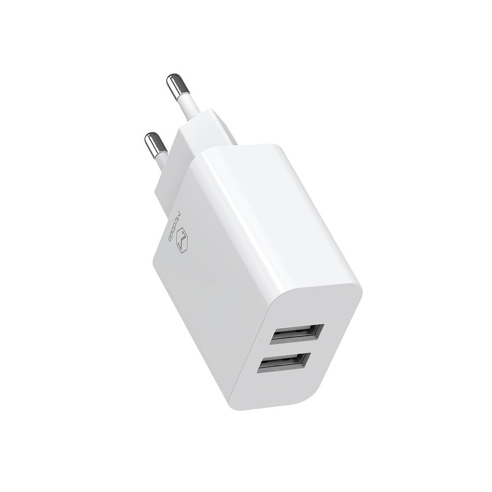 Nätverksladdare med USB-C-kabel McDodo CH-6721 Erbjudande, 12W, 2.4A, 2 x USB-A, Vit