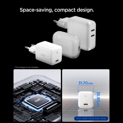Nätverksladdare med USB-C-kabel Spigen EE451EU Essential, 45W, 3A, 1 x USB-C, Vit ACH09473