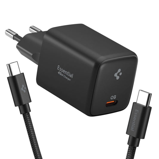 Nätverksladdare med USB-C-kabel Spigen EE451EU Essential, 45W, 3A, 1 x USB-C, Svart ACH09474