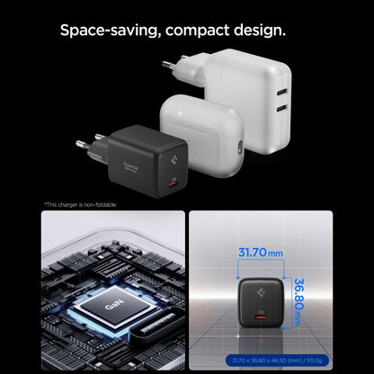 Nätverksladdare med USB-C-kabel Spigen EE451EU Essential, 45W, 3A, 1 x USB-C, Svart ACH09474