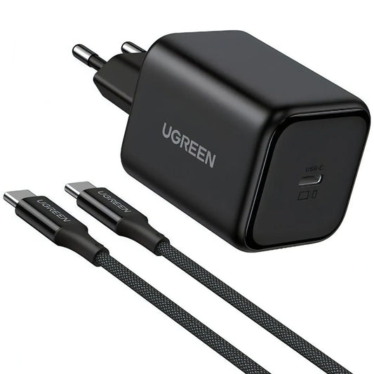 Nätadapter med USB-C-kabel UGREEN X524 (65054), 45W, 3A, 1 x USB-C, Svart