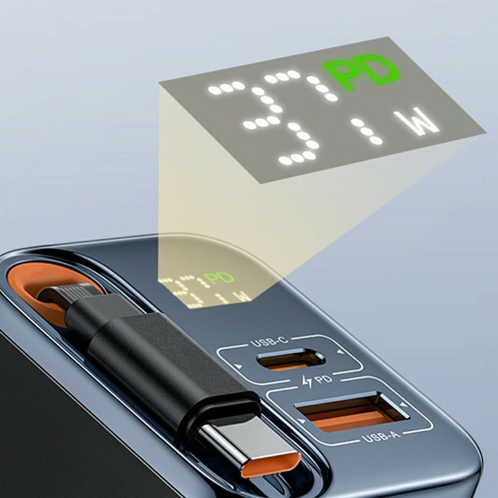 Nätverksladdare med USB-C-kabel Yesido YC100 Display, 67W, 3.35A, 1 x USB-A - 1 x USB-C, Svart