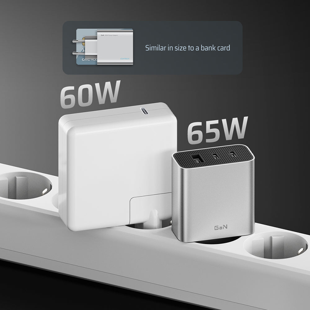 Nätadapter Cuktech, 65W, 3,25A, 1 x USB-A - 2 x USB-C, Vit CUK0A15CEUSL