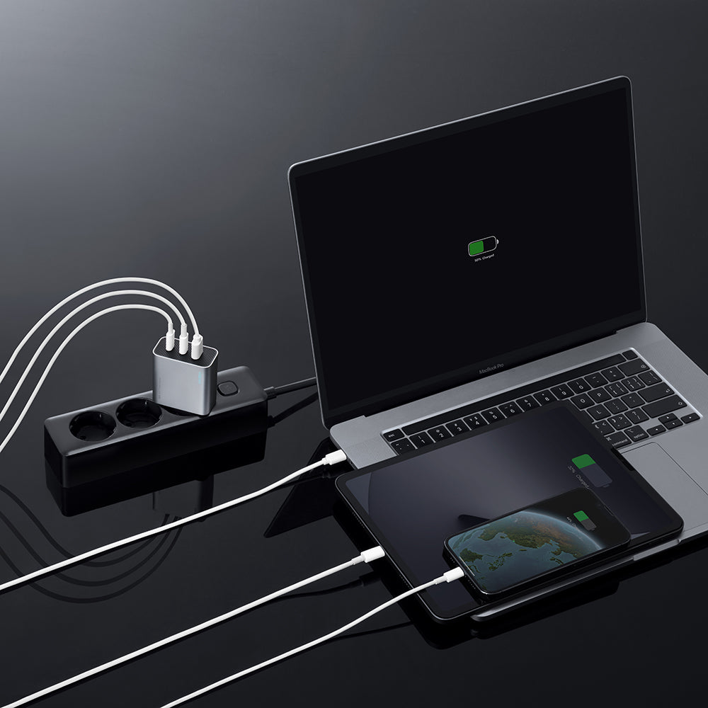 Nätadapter Cuktech, 65W, 3,25A, 1 x USB-A - 2 x USB-C, Vit CUK0A15CEUSL