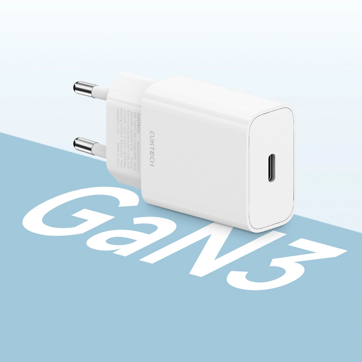 Nätadapter Cuktech HA716C, 20W, 3A, 1 x USB-C, Vit