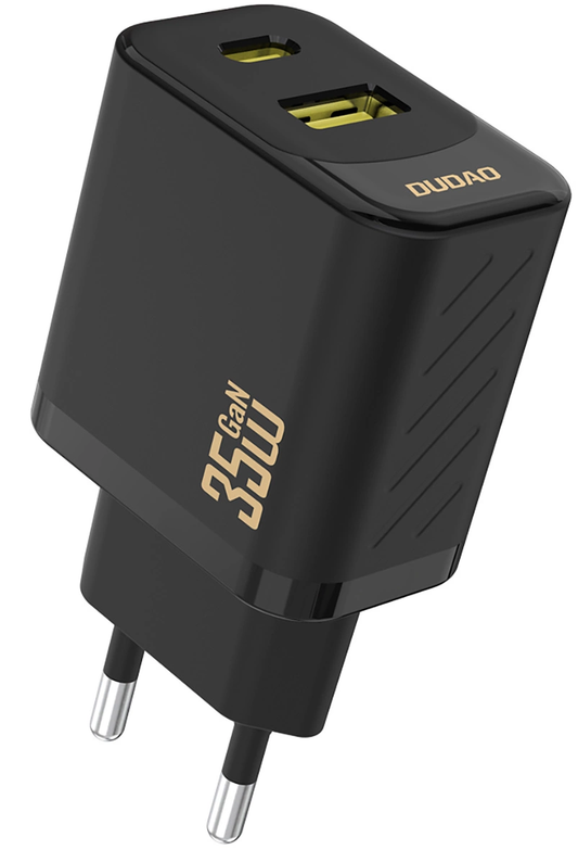 Nätadapter Dudao A27 Max, 35W, 1 x USB-A - 1 x USB-C, Svart
