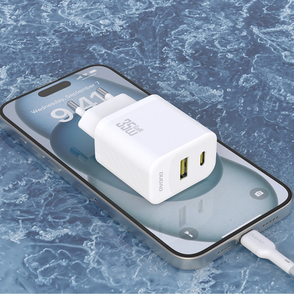Nätadapter Dudao A27 Max, 35W, 1 x USB-A - 1 x USB-C, Vit