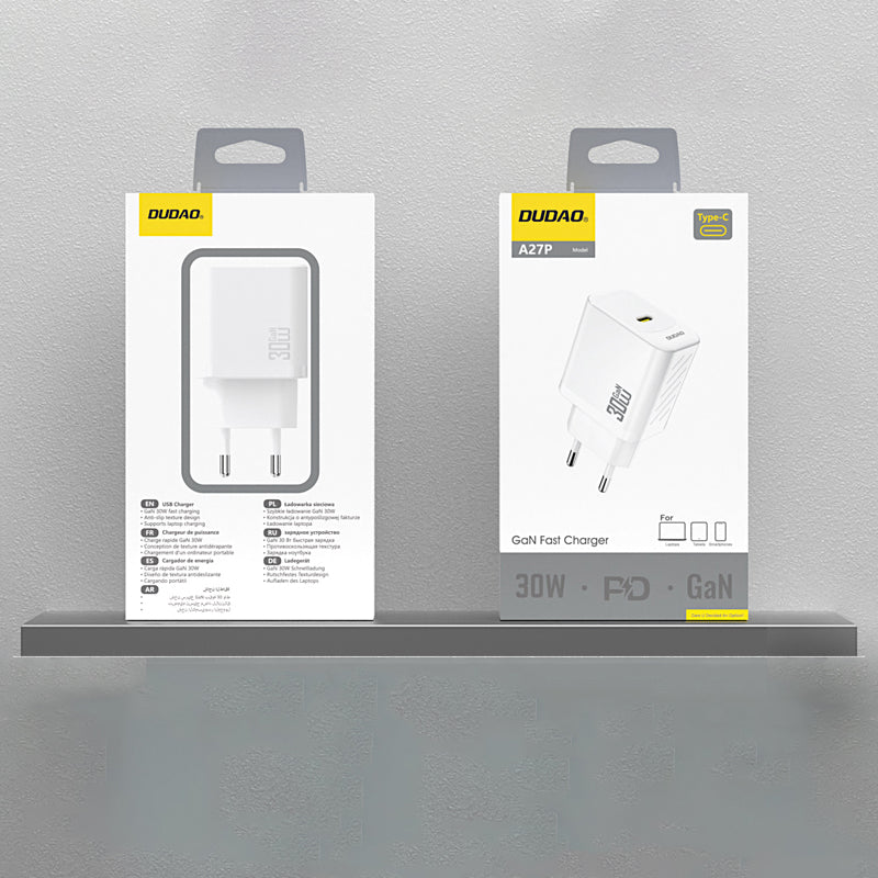 Nätverksladdare Dudao A27P, 30W, 3A, 1 x USB-C, Vit