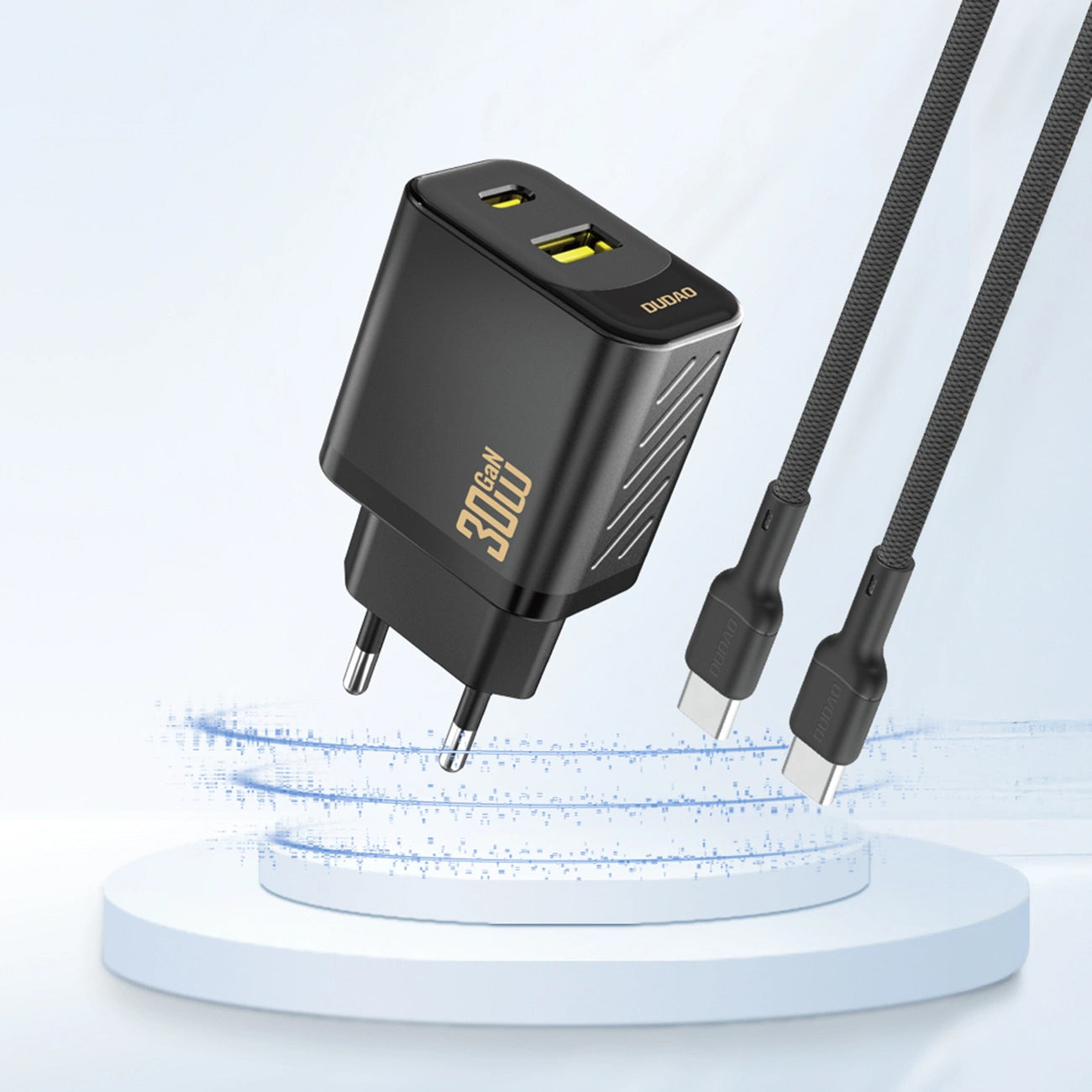 Nätverksladdare Dudao A27TEU, 30W, 3A, 1 x USB-A - 1 x USB-C, Svart
