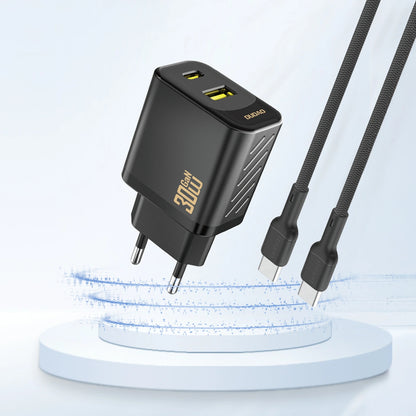 Nätverksladdare Dudao A27TEU, 30W, 3A, 1 x USB-A - 1 x USB-C, Svart